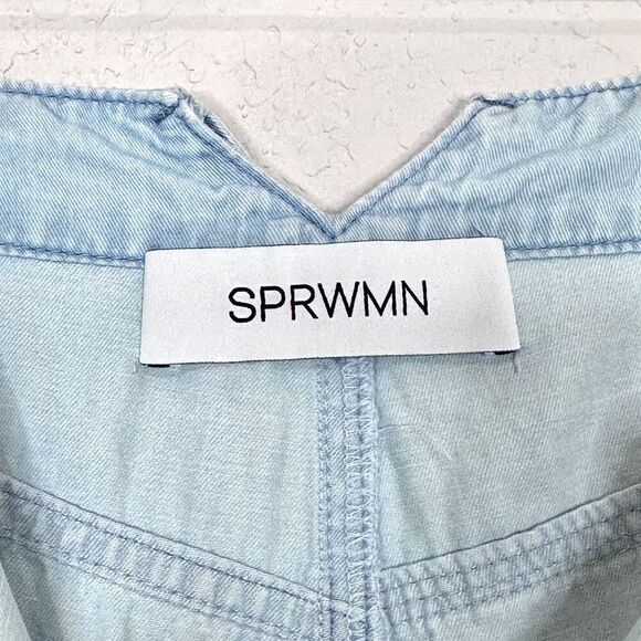 SPRWMN Light Blue Chambray Wide Leg Pants S Boho Lightweight High Waist Casual - Picture 10 of 12